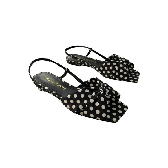 Caroline Constas $380 Polka Dot Beck Slingback Sandals Shoes Bow Size 36 NEW - Picture 1 of 8